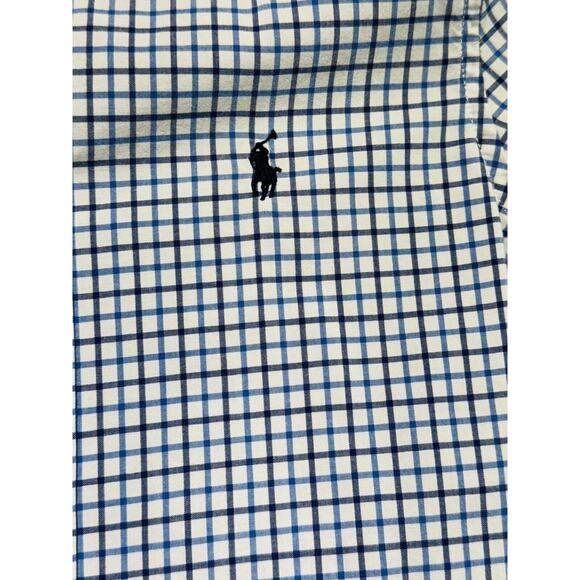 Ralph Lauren Button Down Classic Preppy Natural Stretch Boys Size 5 Blue Plaid - Picture 4 of 9